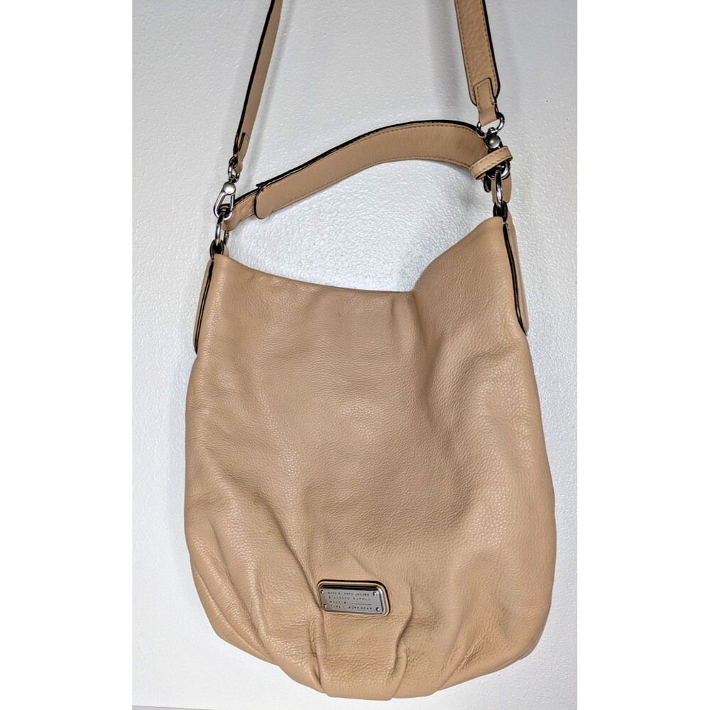 Marc by Marc Jacobs Hillier Hobo Workwear Pebbled Leather Shoulder Bag Beige - Picture 3 of 9
